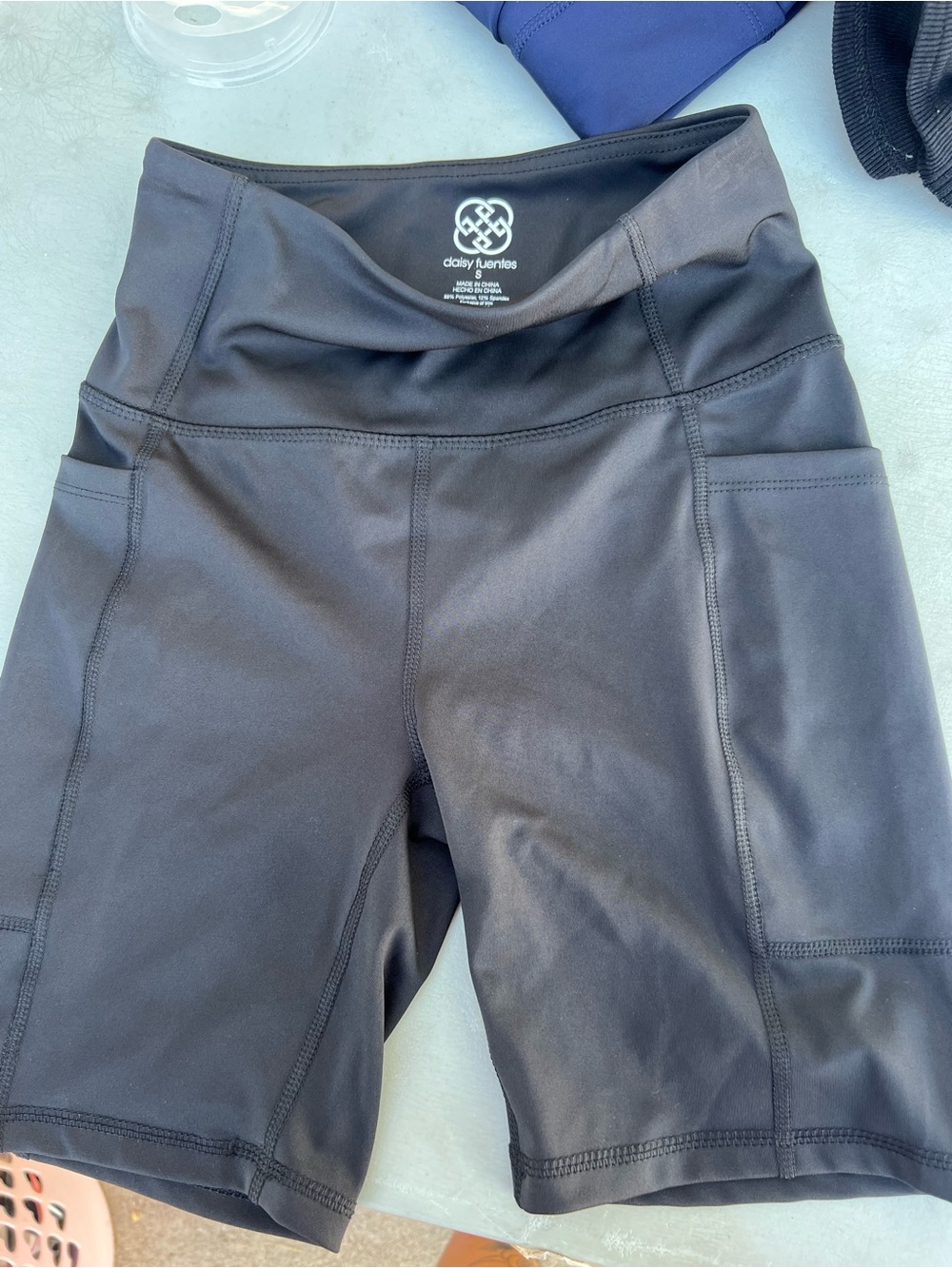 Daisy Fuentes Black Women’s Bike Shorts with Side Pockets